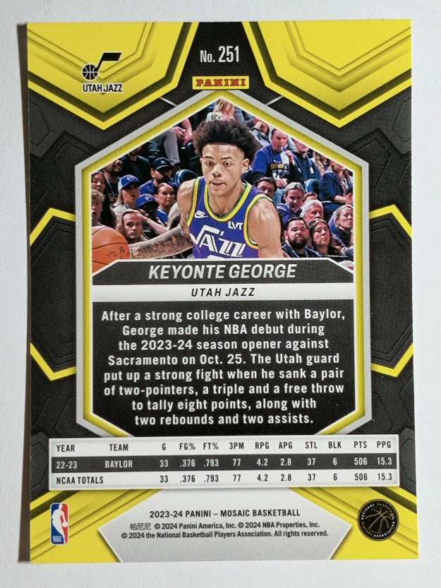 2023-24 Panini Mosaic #251 Keyonte George/NBA Debut