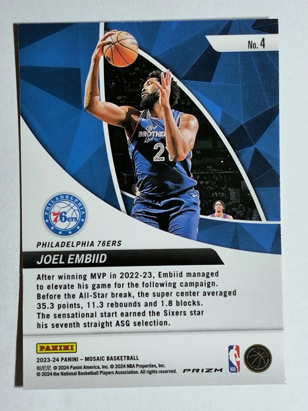 2023-24 Panini Mosaic Elevate Mosaic Green #4 Joel Embiid