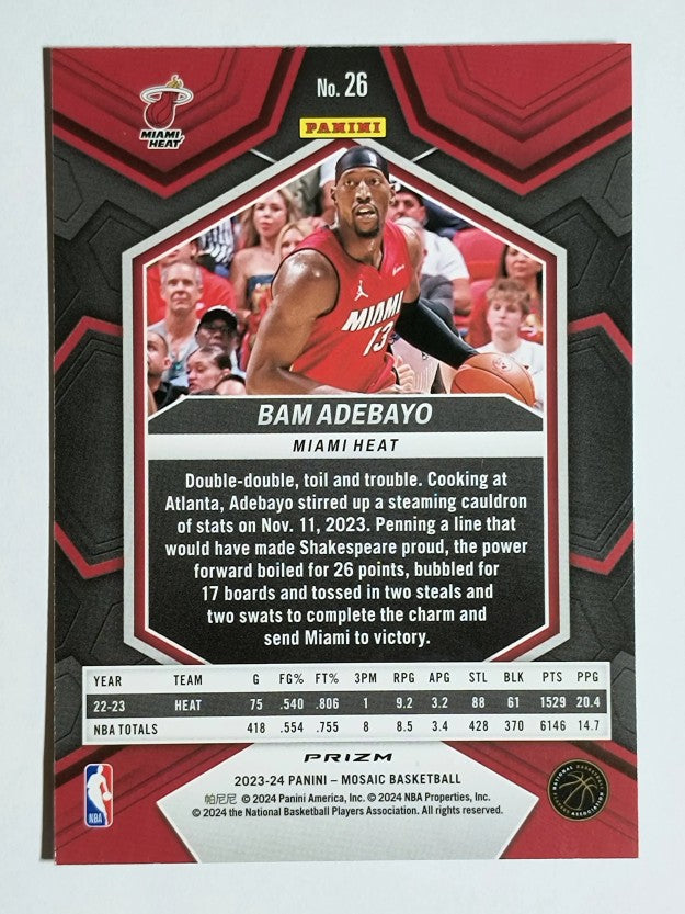 2023-24 Panini Mosaic Mosaic Reactive Blue #26 Bam Adebayo