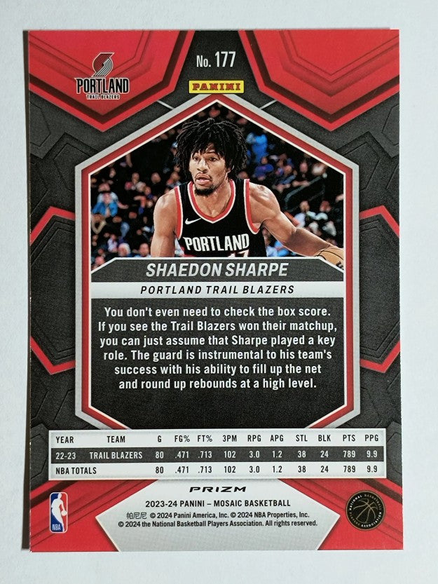 2023-24 Panini Mosaic Mosaic Reactive Blue #177 Shaedon Sharpe