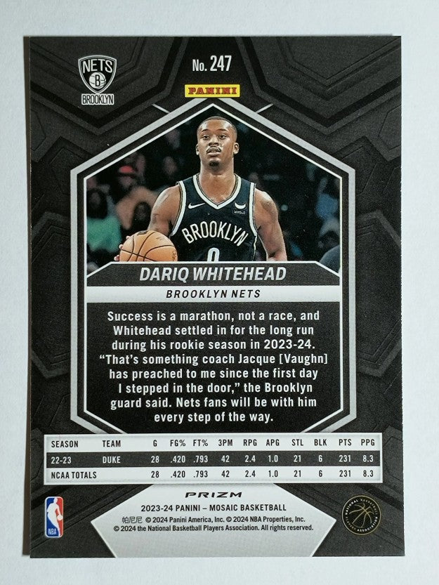 2023-24 Panini Mosaic Mosaic Reactive Blue #247 Dariq Whitehead