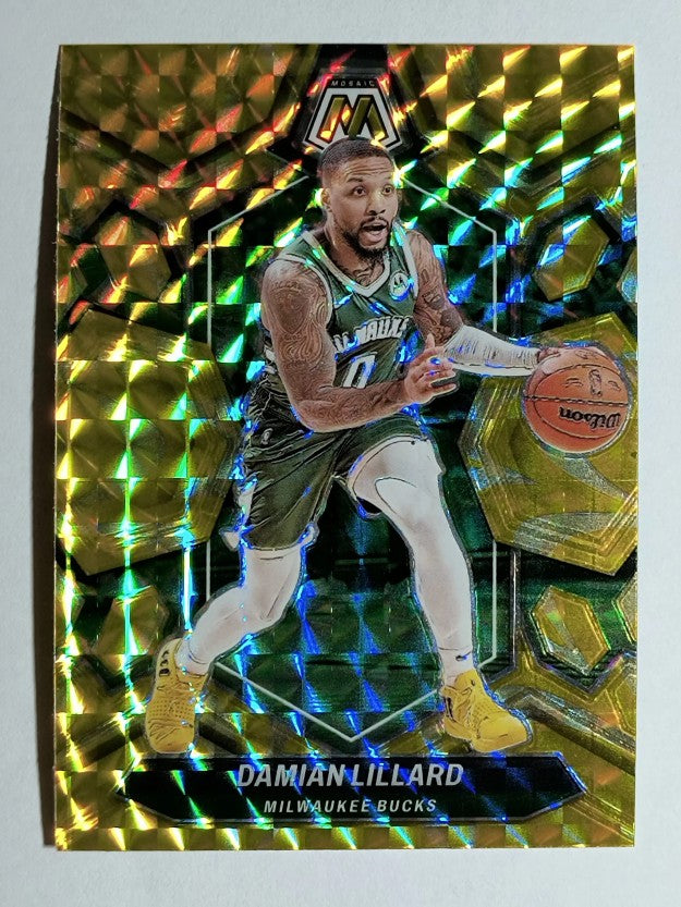 2023-24 Panini Mosaic Mosaic Reactive Yellow #109 Damian Lillard