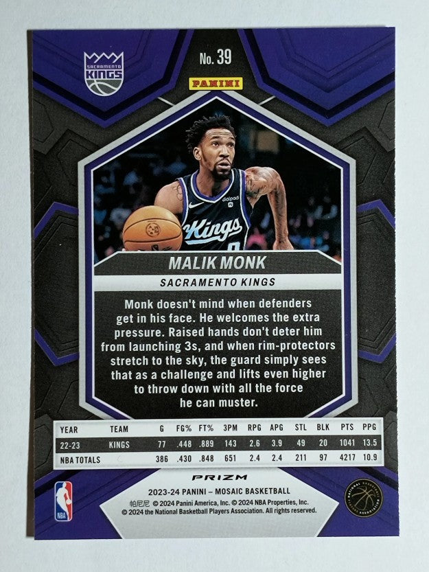 2023-24 Panini Mosaic Silver #39 Malik Monk