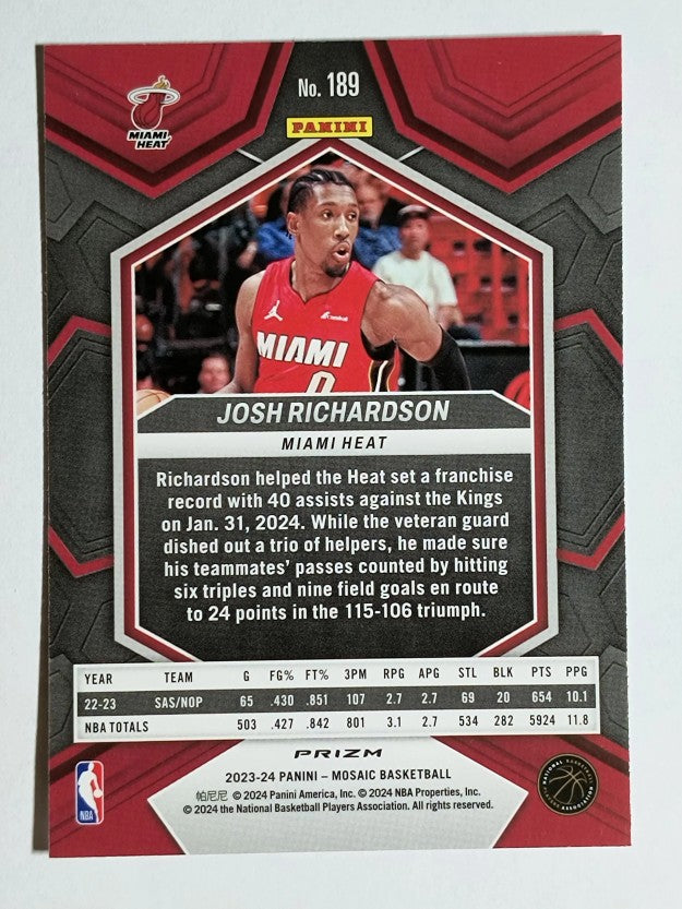 2023-24 Panini Mosaic Silver #189 Josh Richardson