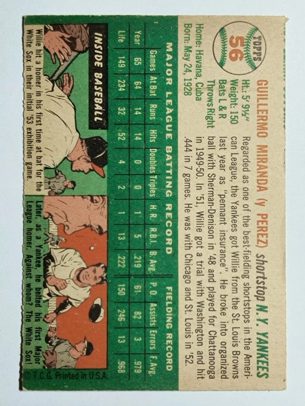 1954 Topps #56 Willie Miranda (VGEX)