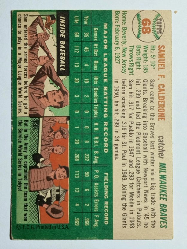 1954 Topps #68 Sam Calderone (EX)