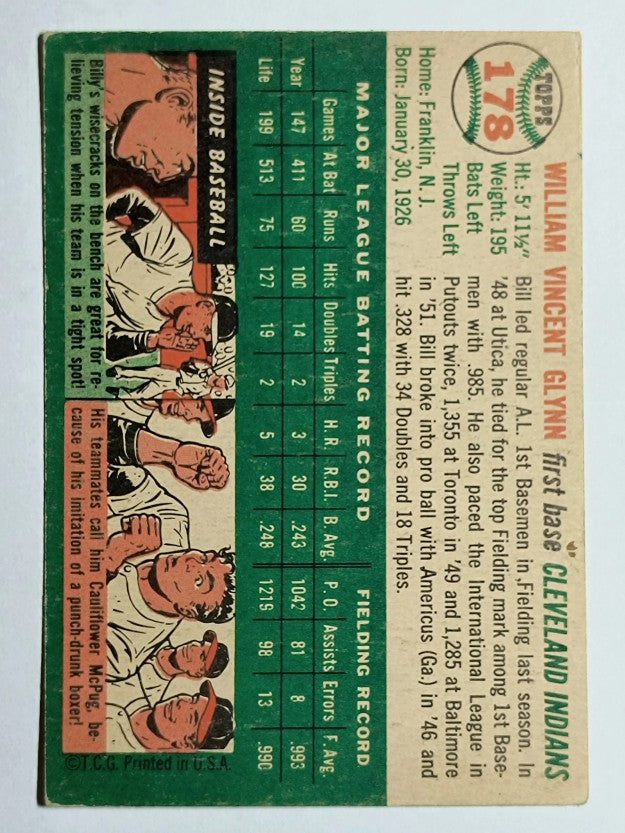 1954 Topps #178 Bill Glynn (VG)