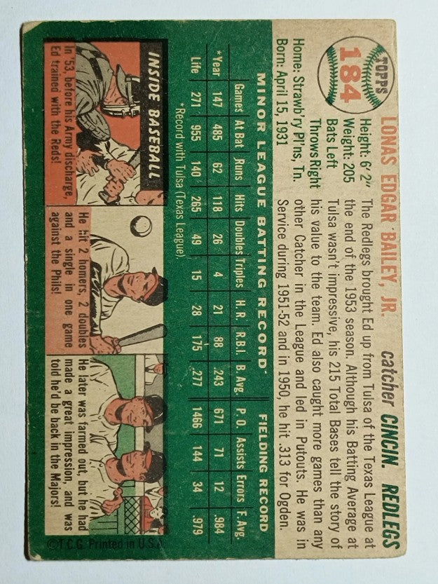 1954 Topps #184 Ed Bailey (VG)