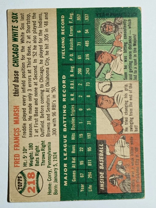 1954 Topps #218 Fred Marsh (VG)