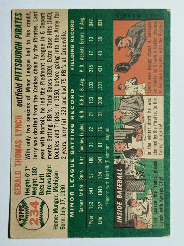 1954 Topps #234 Jerry Lynch RC (VGEX)