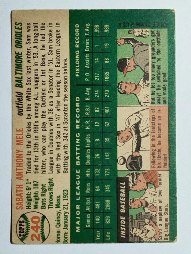 1954 Topps #240 Sam Mele (VG)