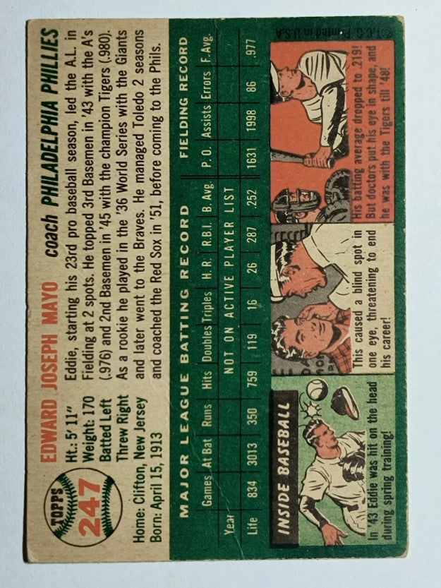 1954 Topps #247 Ed Mayo CO (VG)
