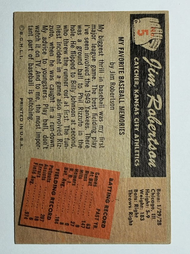 1955 Bowman #5 Jim Robertson (VG)