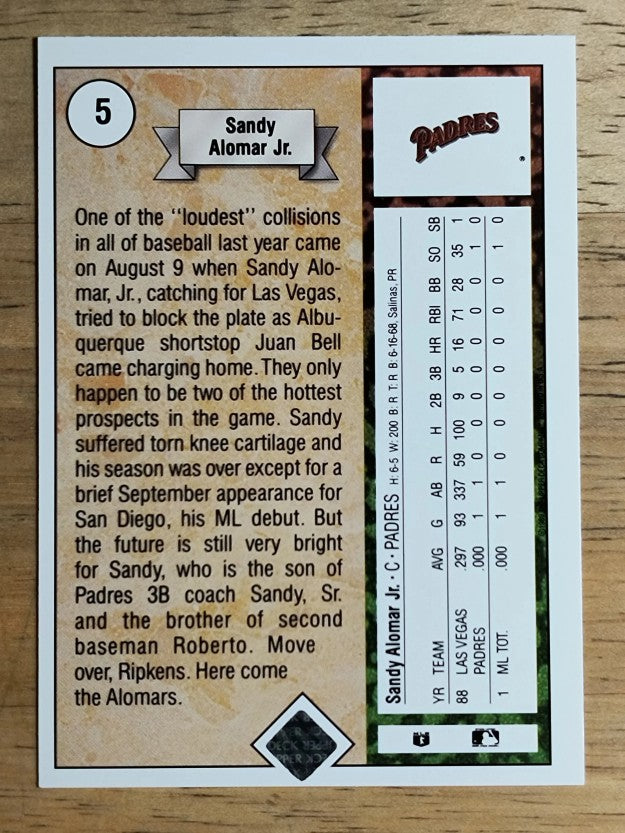 1989 Upper Deck #5 Sandy Alomar Jr. RC