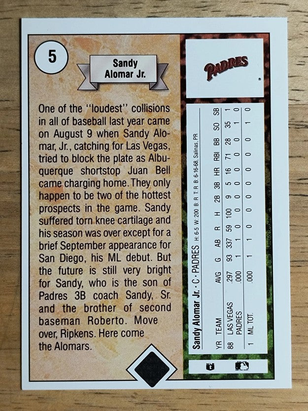 1989 Upper Deck #5 Sandy Alomar Jr. RC