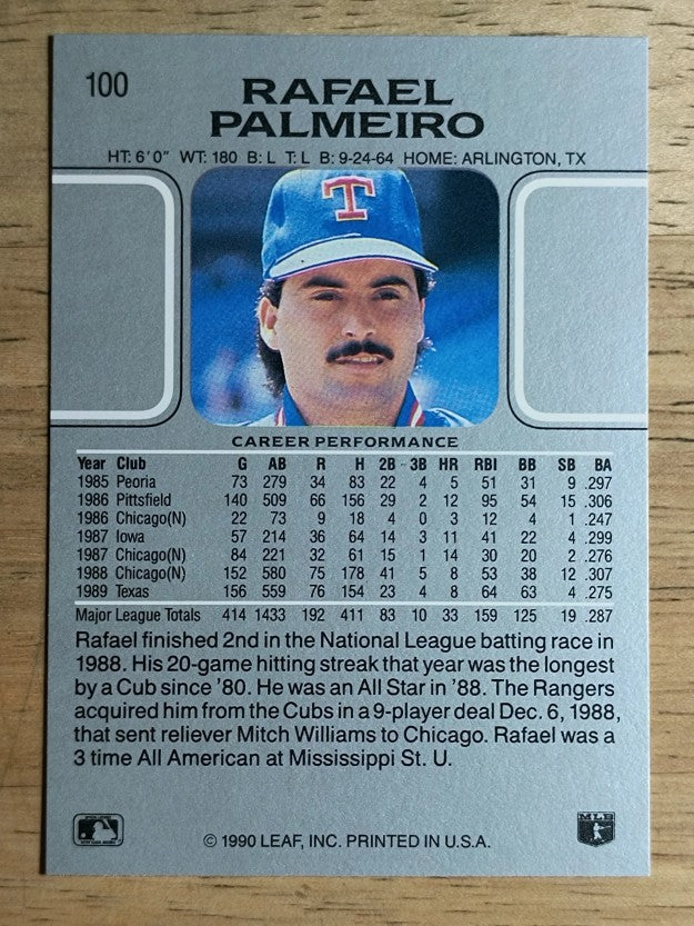 1990 Leaf #100 Rafael Palmeiro