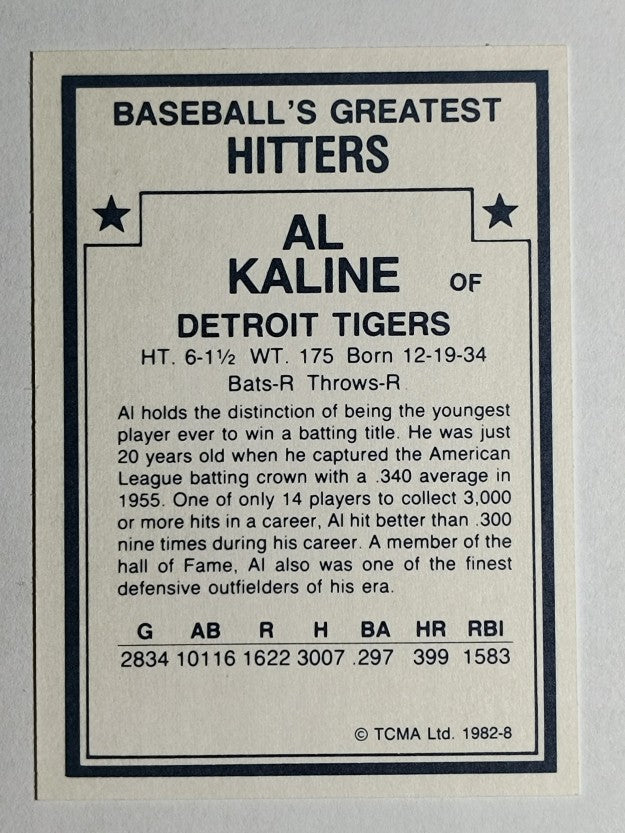 1982 TCMA Greatest Hitters #8 Al Kaline