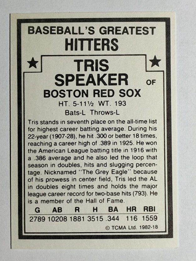 1982 TCMA Greatest Hitters #18 Tris Speaker