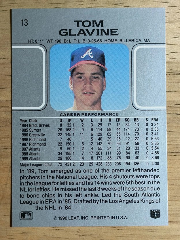1990 Leaf #13 Tom Glavine