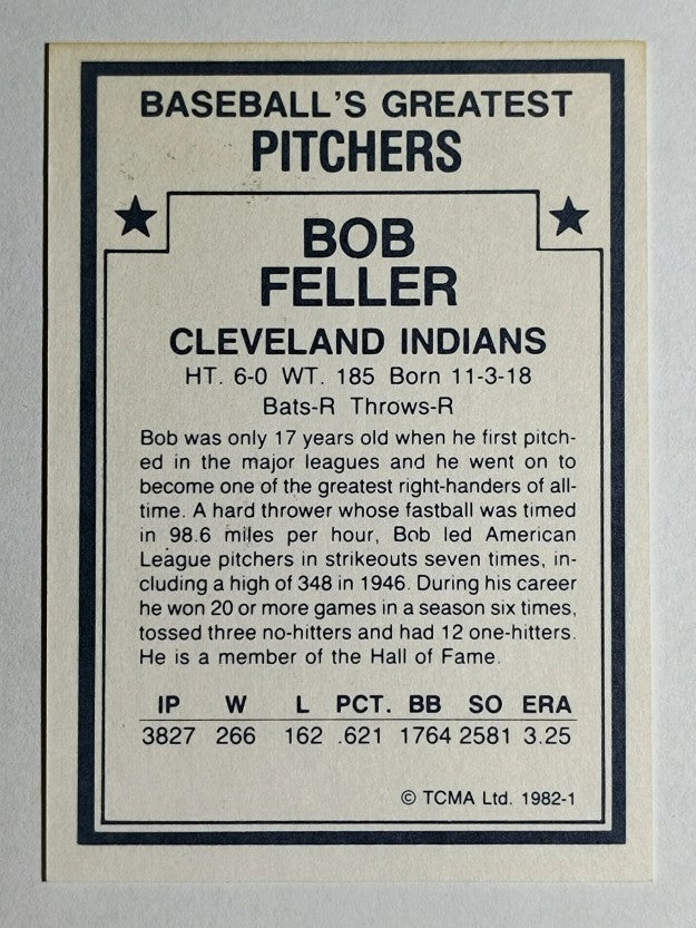 1982 TCMA Greatest Pitchers #1 Bob Feller