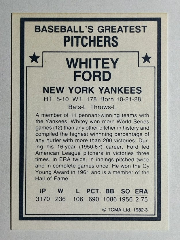 1982 TCMA Greatest Pitchers #3 Whitey Ford
