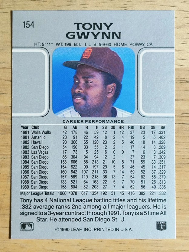 1990 Leaf #154 Tony Gwynn