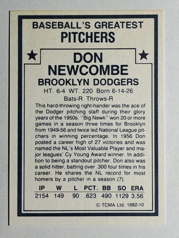 1982 TCMA Greatest Pitchers #10 Don Newcombe