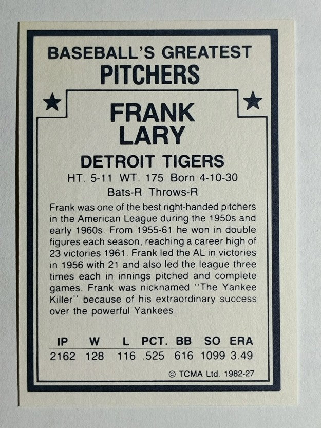 1982 TCMA Greatest Pitchers #27 Frank Lary