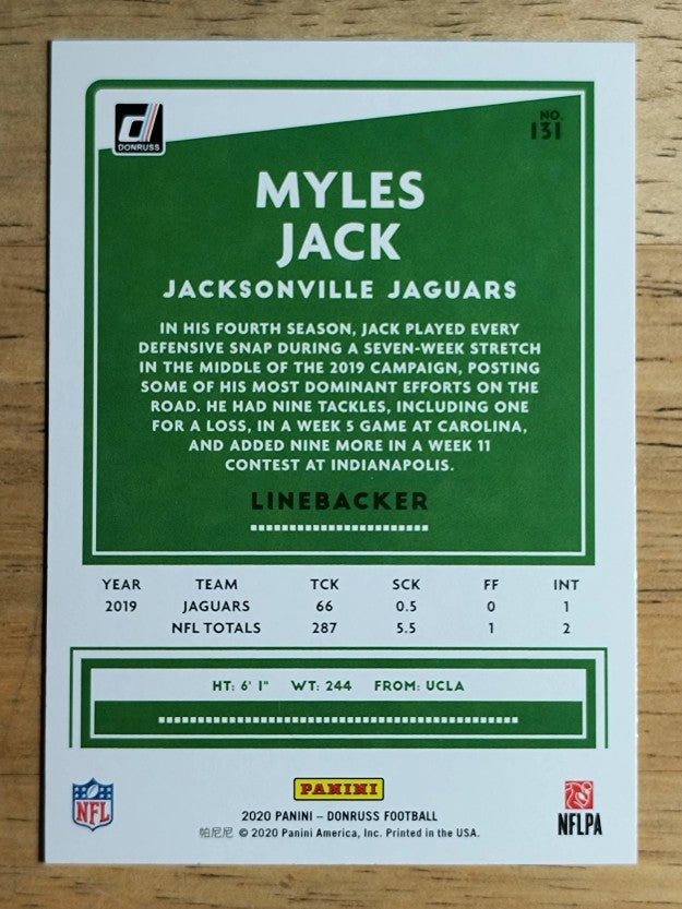 2020 Donruss #131 Myles Jack