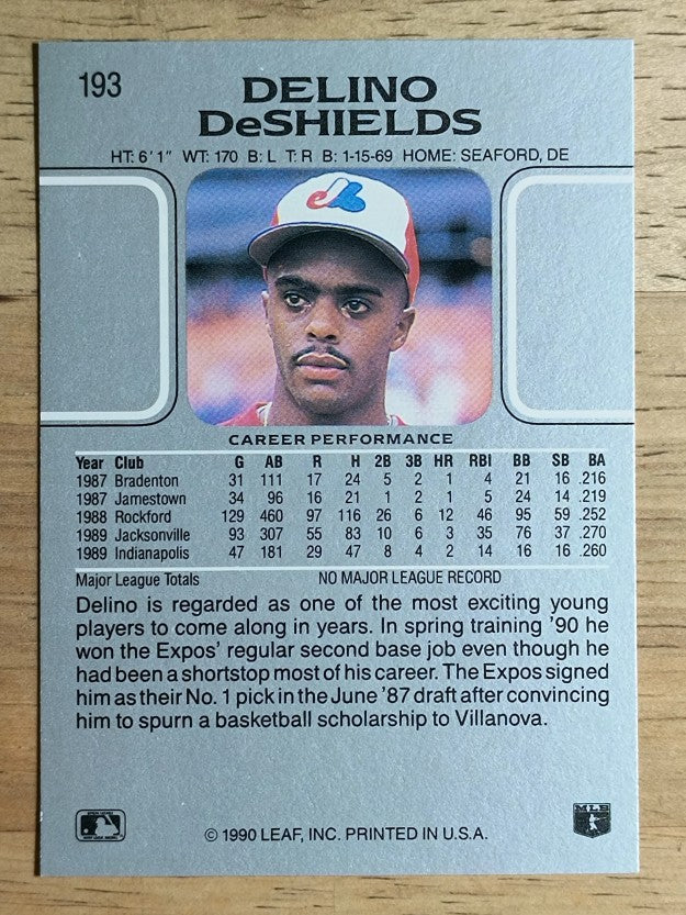 1990 Leaf #193 Delino DeShields RC