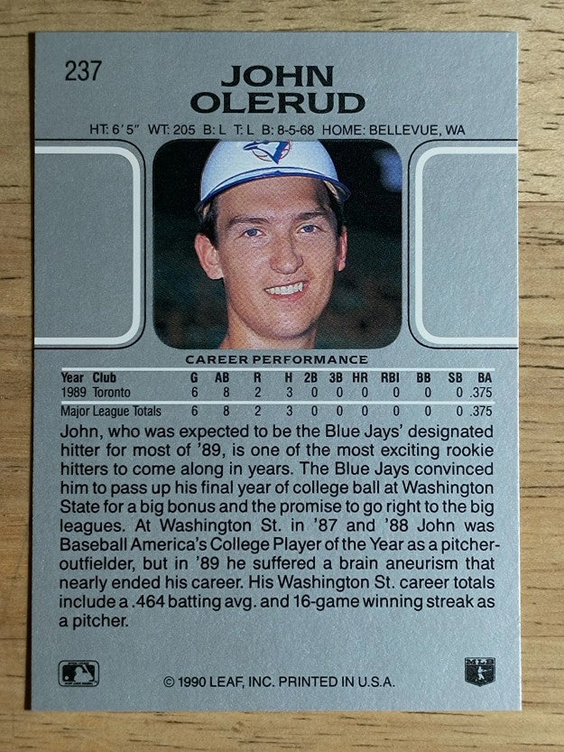 1990 Leaf #237 John Olerud RC