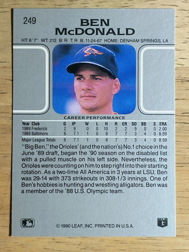 1990 Leaf #249 Ben McDonald RC