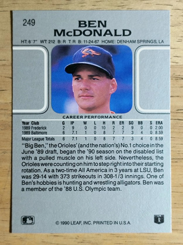 1990 Leaf #249 Ben McDonald RC
