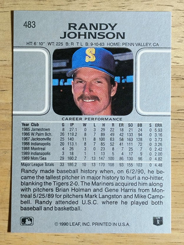 1990 Leaf #483 Randy Johnson
