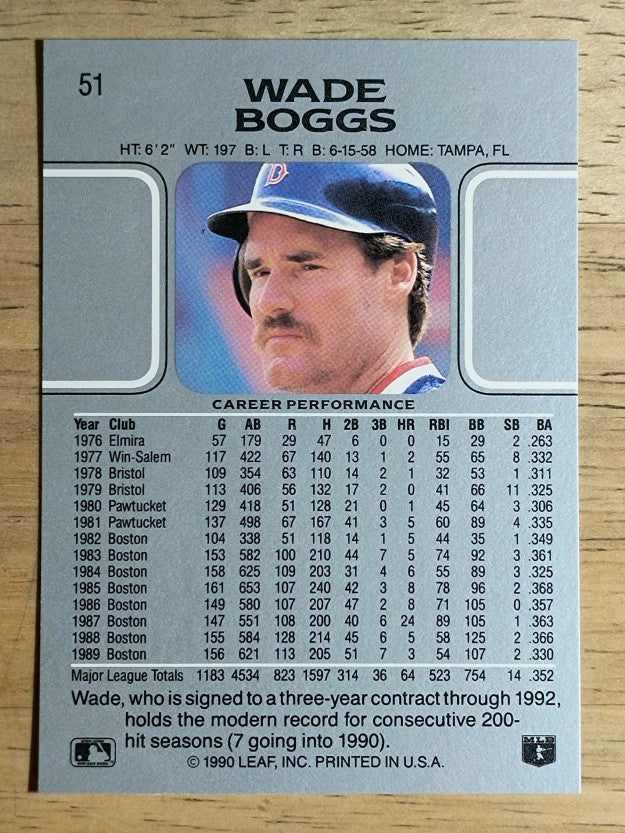 1990 Leaf #51 Wade Boggs
