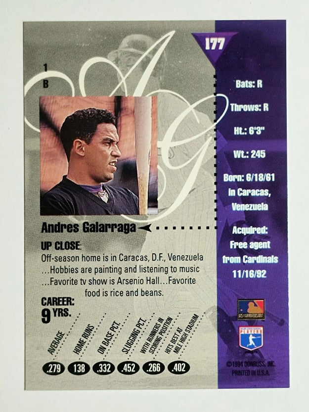 1994 Studio #177 Andres Galarraga