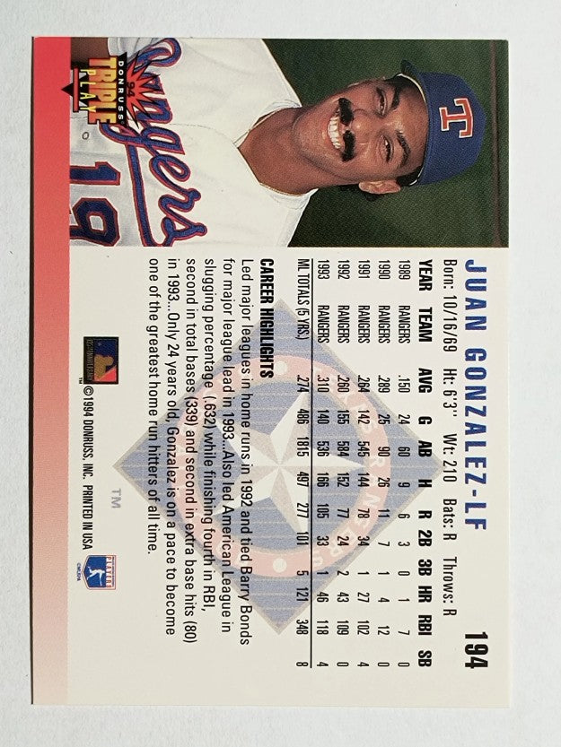 1994 Triple Play #194 Juan Gonzalez