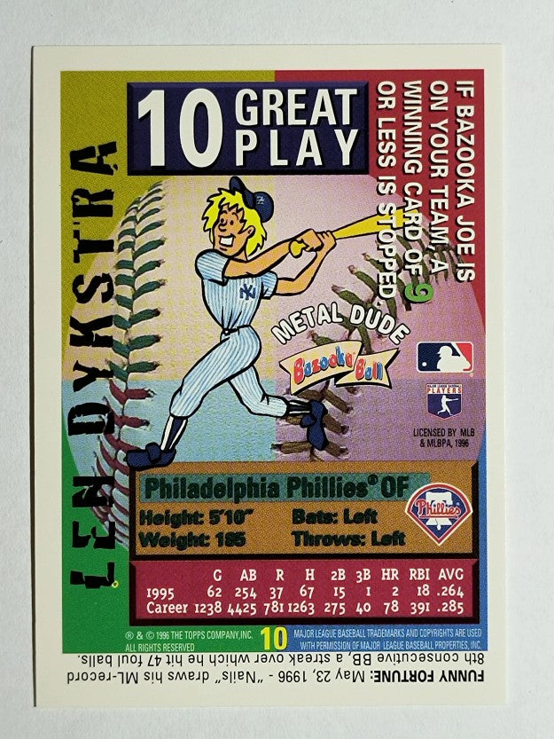 1996 Bazooka #10 Len Dykstra