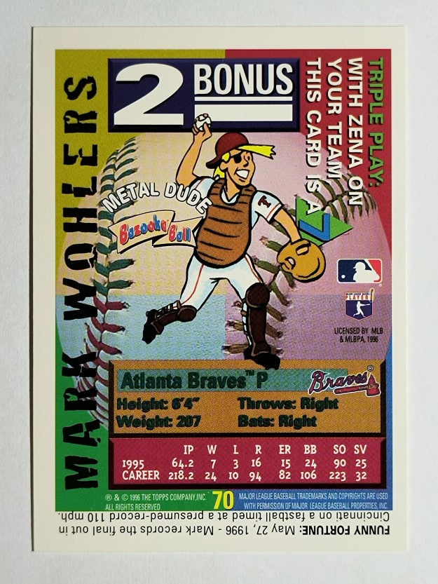 1996 Bazooka #70 Mark Wohlers