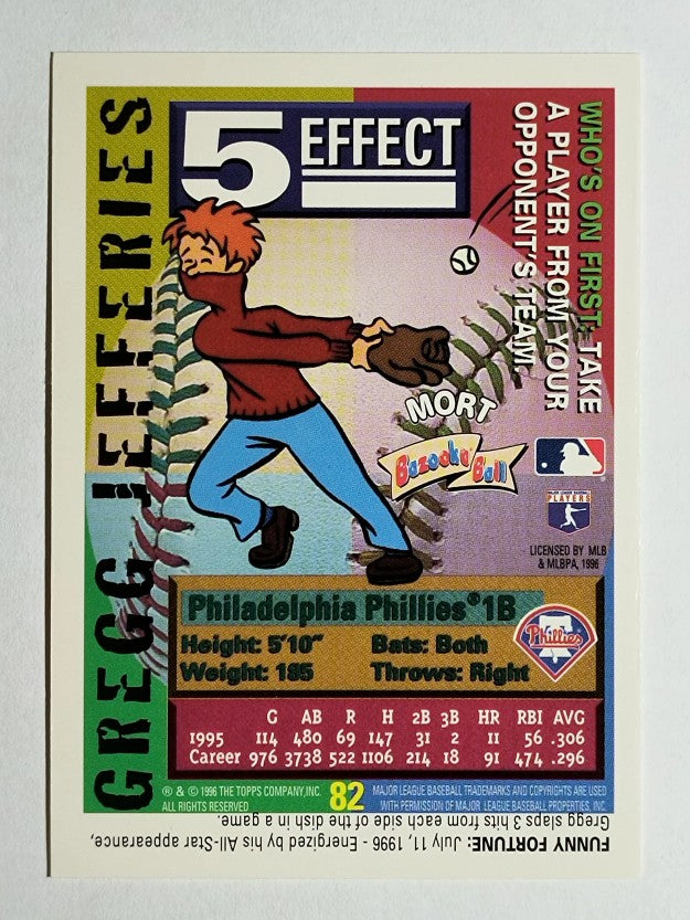 1996 Bazooka #82 Gregg Jefferies