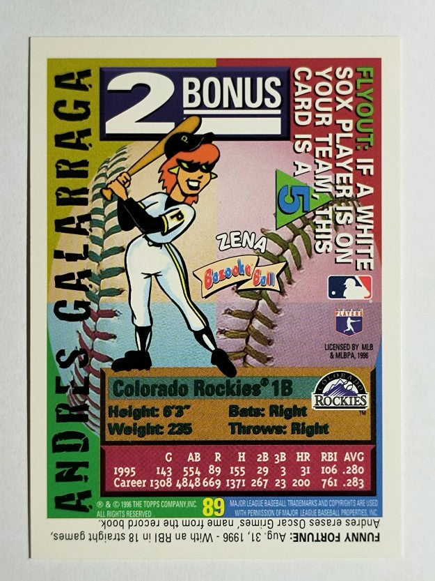 1996 Bazooka #89 Andres Galarraga