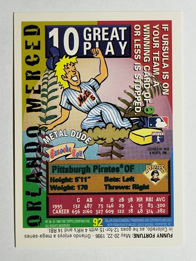 1996 Bazooka #92 Orlando Merced