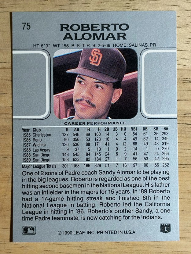1990 Leaf #75 Roberto Alomar