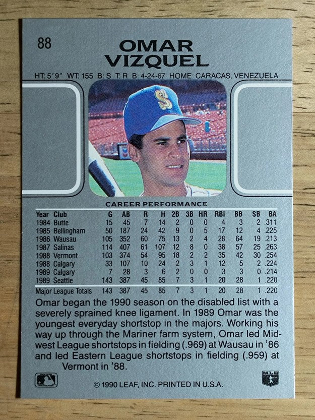 1990 Leaf #88 Omar Vizquel