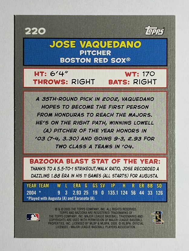 2005 Bazooka #220 Jose Vaquedano FY RC