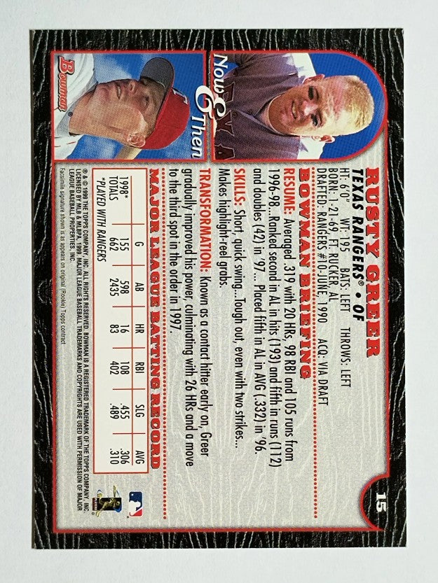 1999 Bowman #15 Rusty Greer
