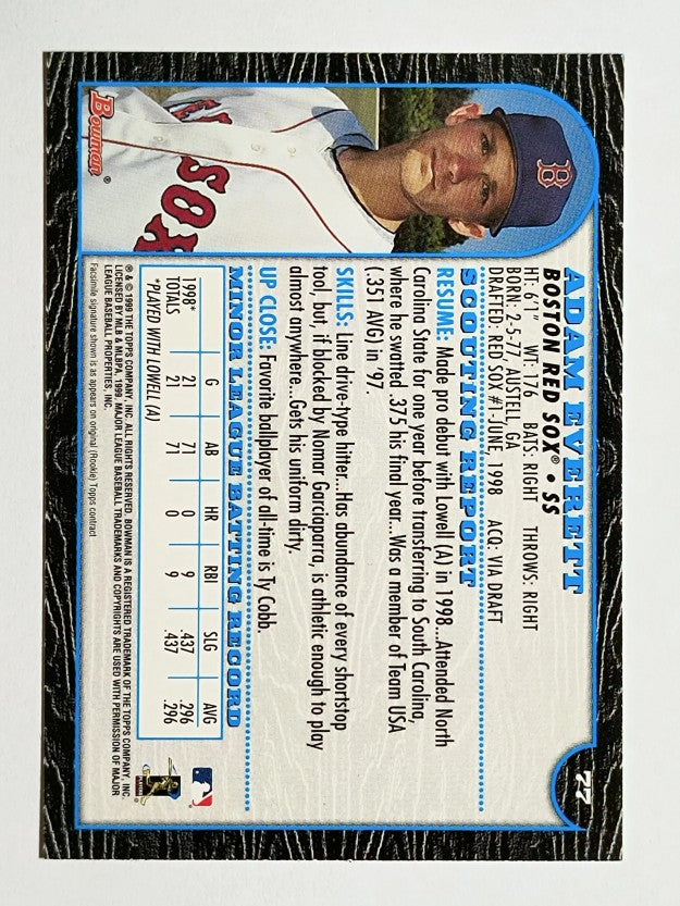 1999 Bowman #77 Adam Everett RC