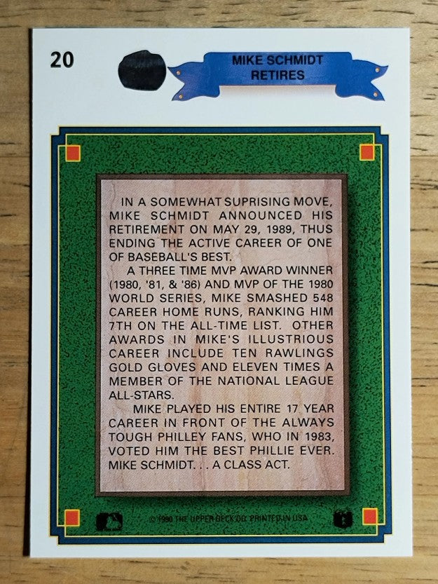 1990 Upper Deck #20 Mike Schmidt Special