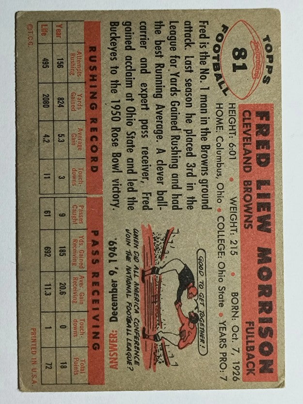 1956 Topps #81 Fred Morrison (VG)