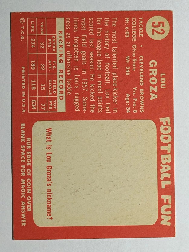 1958 Topps #52 Lou Groza (EX)